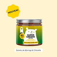 Bears with Benefits Super Greens Detox – Gummies vegan aux 8 extraits de plantes vertes avec vitamines B6 et B12 pour un métabolisme énergétique normal et la réduction de la fatigue. Pot de 45 gummies saveur myrtille-framboise.